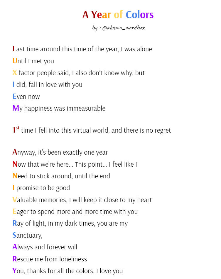 A Year of Colors (Luxiem 1 Year)